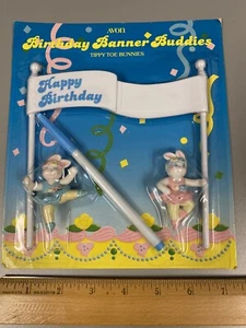 1986 Personalize Avon Birthday Banner Buddies Blue Pink Bunnies Erase Marker NIP - Picture 1 of 2