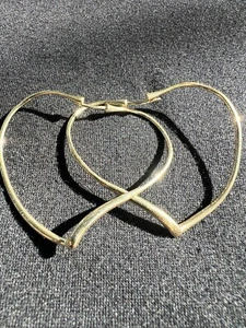 TIFFANY & CO ELSA PERETTI 18K GOLD OPEN HEART HOOP EARRINGS - Picture 1 of 8