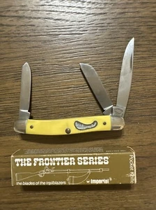 Vintage Imperial Frontier Series #4233 Small Stock Knife Yellow Handles NOS - Picture 1 of 19