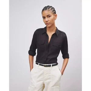 Nili Lotan Jora Tunic Shirt Top Cotton Long Sleeve Buttondown Black XS 279945 - Picture 1 of 10
