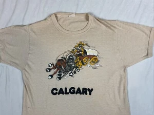 Vintage Harvey Woods Calgary Canada Shirt Stagecoach Ringer Sz Large Fits Medium - Picture 1 of 8