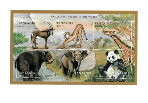 Tanzania 1998 - Endangered Species - Sheet of 6 Stamps - MNH Cover