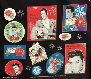 Elvis Christmas Liscensed VIP Cranston Fabric Snowflakes 57"x 49" - Picture 1 of 4