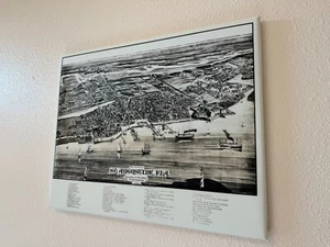 1885 Panoramic Map of Saint Augustine Florida Framed - Picture 1 of 5
