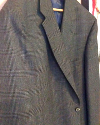 Abrigo deportivo Roundtree & Yorkke verde oscuro sombra a cuadros lana de lujo cachemir 48L Foto 1 de 4