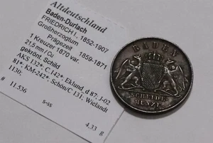 🧭 🇩🇪 ALEMANIA BADEN-DURLACH 1 CRUCERO 1870 VAR. DETALLES NÍTIDOS B79 #Z7044 - Imagen 1 de 2