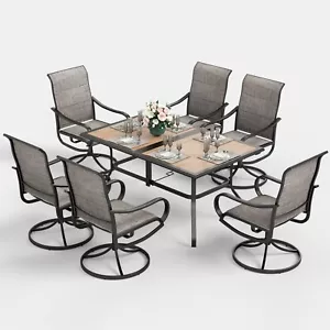 7 Piece Patio Dining Set Outdoor Swivel Chairs Dining Table Chairs for Garden - Picture 1 of 11