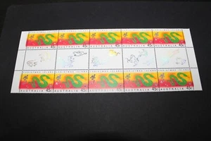 MINT 2001 CHRISTMAS ISLAND LUNAR YEAR OF THE SNAKE STAMP GUTTER BLOCK OF 10 - Bild 1 von 1
