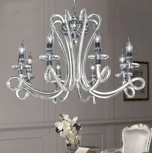 LAMPADARIO IN CRISTALLO CONTEMPORANEO 8 LUCI CON CRISTALLI DESIGN SWAROVSKY - Imagen 1 de 3