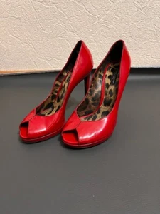 Dolce & Gabbana Red Patent Leather Peep-Toe Platform Pumps Size 39 - Picture 1 of 6