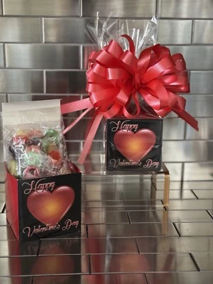Valentines Day Lifesavers Five Flavors Candy Gift Box-Basket Wrapped & Red Bow - Image 1 of 2