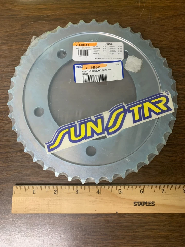 Nuevo piñón trasero de acero Sunstar 41T Honda CBR900RR VT750 CBR600F 2-448341 LSB2 Foto 1 de 2