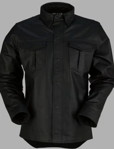 Z1R The Motz Men's Leather Riding Motorcycle Shirt Black XL - Picture 1 of 8