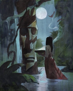 THE TIKI MOON! Oceanic Mike Hoffman Art Print SIGNED! - Picture 1 of 1