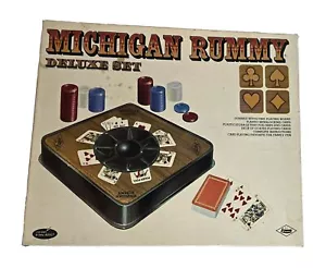 Vintage Michigan Rummy Deluxe Set Plastic Card Board Game Lowe No.67 1970 - Picture 1 of 3