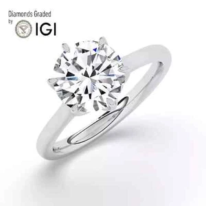 2.50 Carat IGI Certified D VS1 Platinum Lab Grown Round Diamond Ring - Picture 1 of 8