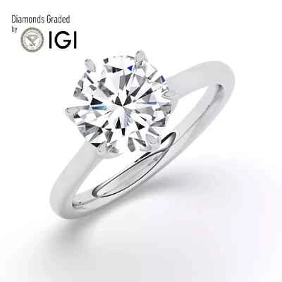 1.50 Carat IGI Certified D VS1 Platinum Lab Grown Round Diamond Ring - Image 1 of 4