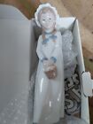 Nao Lladro 597 Girl With Braids Holding Basket Of Sweets  Figurine Boxed 
