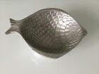 Maritime Decorative Bowl from Metal IN Fish Shape With Embossed Dress Silver