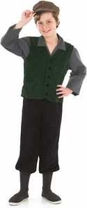 Kids Victorian Peasant Costume M-XL Poor Urchin School Boy Fancy Dress Halloween - Picture 1 of 5