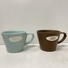 2x Starbucks 2007 Ribbed Ceramic LATTE & MOCHA 9 Oz Coffee Tea Cup Mug Lot