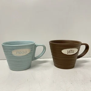 Lote de 2 tazas de té de café con leche y moca de cerámica acanalada Starbucks 2007 9 OZ - Imagen 1 de 6