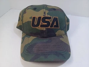 Woodland CAMO Adjustable CAMOUFLAGE Hunting Hat Cap Embroidered USA Logo - Picture 1 of 8