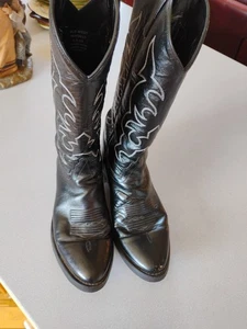Stivali western cowboy Old West TBM3010 neri in pelle cucita punta R da uomo 9 EE - Foto 1 di 8