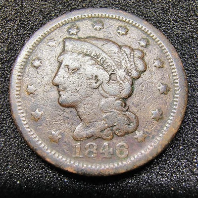 1846 Braided Hair Large Cent - Small Date -  F-VF Details - Surv. Pop.- 3,000 - Image 1 of 4