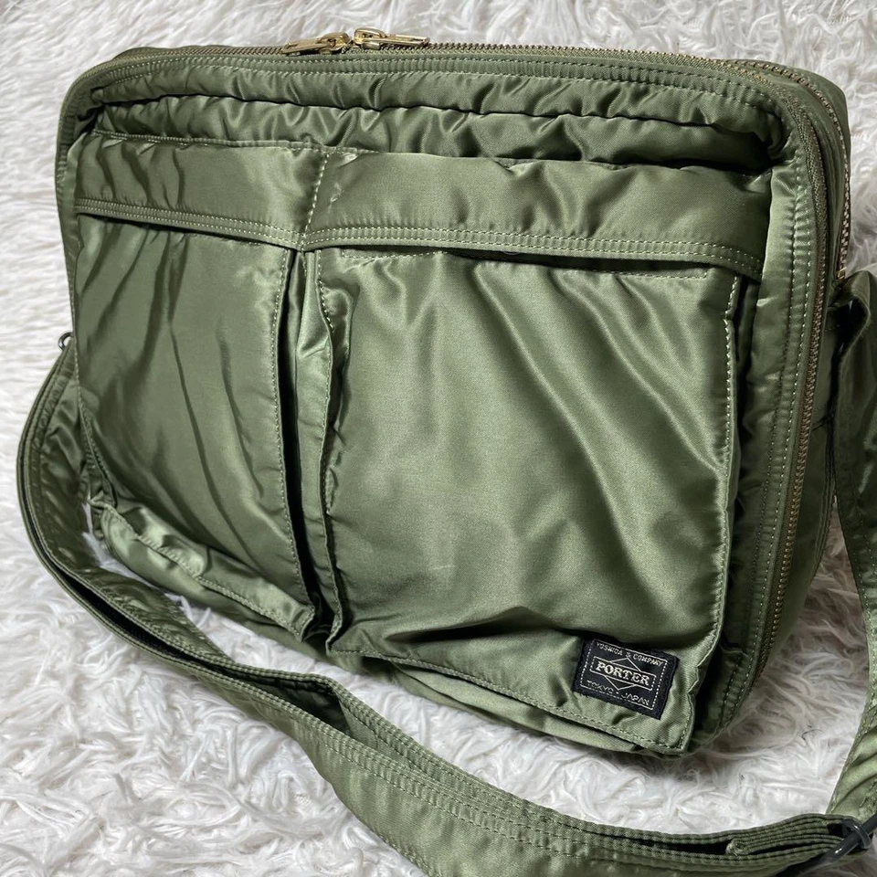 Bolso de Hombro PORTER Tanker Verde Salvia XL Nylon 2 Capas Grande Yoshida Japón Usado Foto 1 de 4