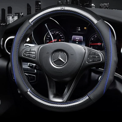 Cubierta de volante de coche de fibra de carbono para Mercedes Benz BlueLine cuero de vaca Foto 1 de 2