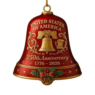 U.S. 250th Anniversary Bell Ornament,Metal Christmas Bell Decoration,Home Decor - Image 1 of 4