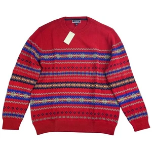 Club Room Mens Fair Isle Crewneck Pullover Sweater Red L - Picture 1 of 4