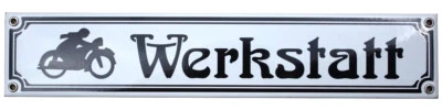 ELINA EMAIL SCHILDER Motorrad - Werkstatt 3350 Emailschild Emailleschild Jugendstil Türschild Schild