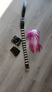 Fasching Karneval Perücke/Gürtel/Handschuhe Punk Iro  Irokese Accessoires  - Bild 1 von 2