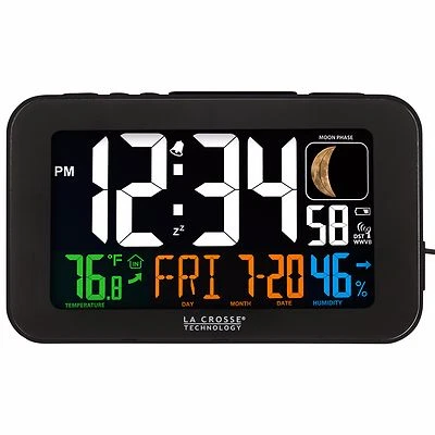 617-1485B La Crosse Technology Atomic Color Digital Alarm Clock USB - Open Box - Image 1 of 4