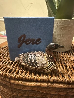 Caja baratija pato loon esmalte peltre de Jere con collar Foto 1 de 4