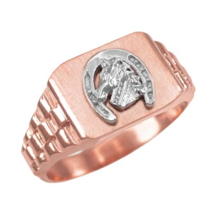 Gold Horseshoe Mens Ring - Picture 1 of 7