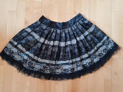 Rock grauer Satin, schwarze Spitze, Mini, Paper Scissors, Lolita, guter Zustand - Bild 1 von 4