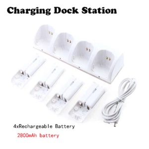 4x Rechargeable Battery +4x Charger Dock Station Kit for Nintendo Wii Controller - Picture 1 of 3