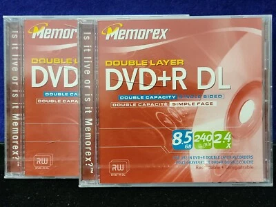 NEW SEALED 2X LOT MEMOREX DVD+R DL: CASE HAVE SCRATCHES AND CRACK IN IT  - Image 1 of 4