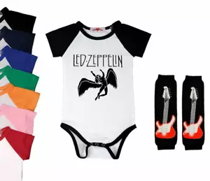 Led Zeppelin Baby Bodysuit Bloomers Headband Leg Warmers Set | 7 Color Choices - Picture 1 of 2