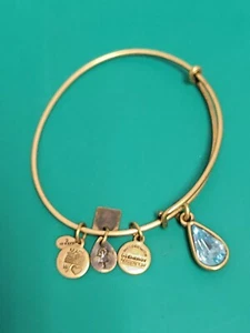 Alex and Ani March Teardrop Birthstone Goldtone Expandable Bangle Bracelet - Picture 1 of 8