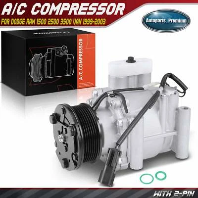 Compresor de aire acondicionado con embrague para Dodge Ram 1500 2500 3500 Van 1999-2003 B1500 B2500 Foto 1 de 4