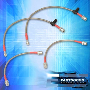For 93-02 Corolla E110 Front Rear S/S Braided Hose Oil Brake Lines Cable Silver - Picture 1 of 4