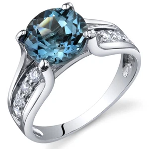 Anillo de topacio azul londinense estilo solitario de 2,25 quilates plata esterlina tallas 5 a 9 - Imagen 1 de 3