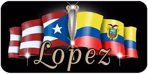 Puerto Rican Ecuador Unity Flags Decal Bumper Sticker Personalize Large 8" x 14" - Picture 1 of 12