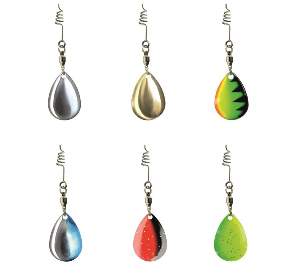 DEGA Spinner-Blättchen Spinnblatt Spinner  mit Feder-Schraube ca. 65 mm 2 Stück - Bild 1 von 1