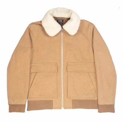A.P.C Bronze Shearling Bomber Jacket, Size L, Excellent Condition - Image 1 of 4