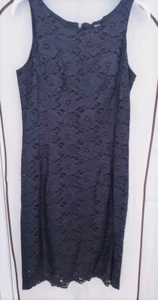 NEW Black Lace Dress Cocktail Linda Lundstrom Holiday Party Sexy Midi Size 10 - Picture 1 of 8